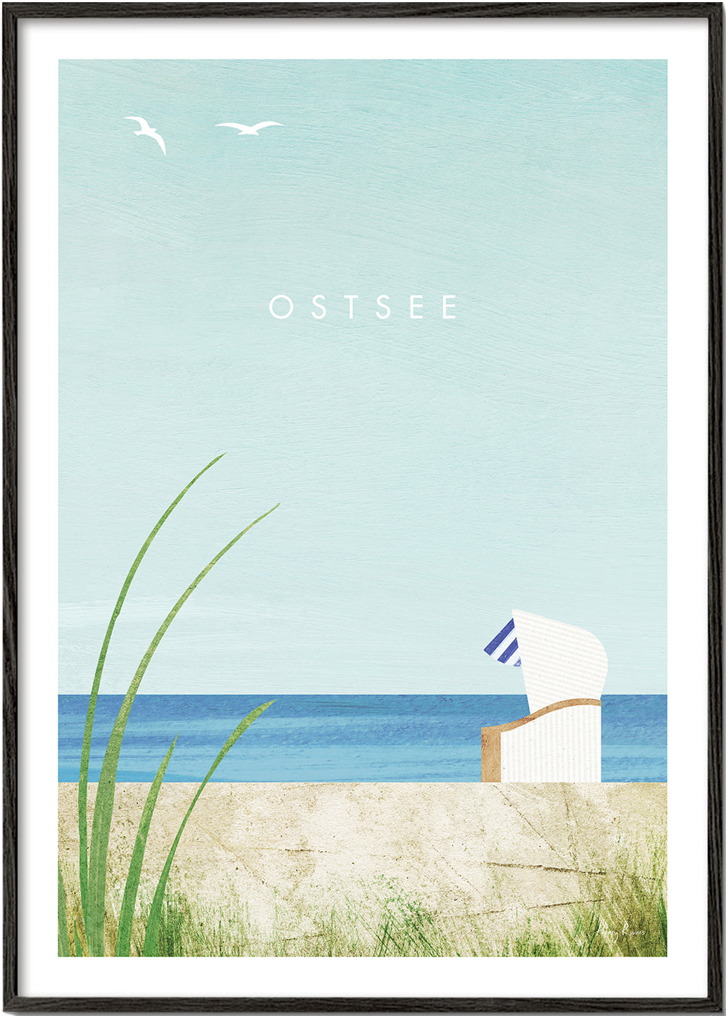 Kustlandskapsbild med strandstol
