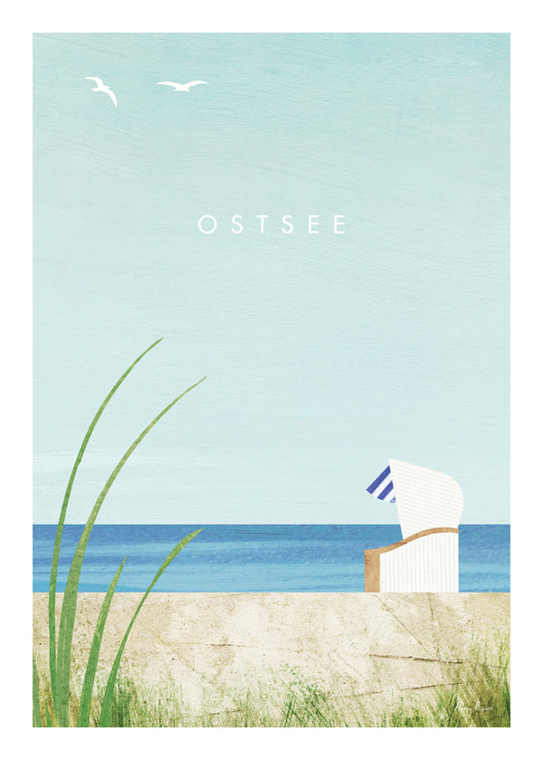 Kustlandskapsbild med strandstol