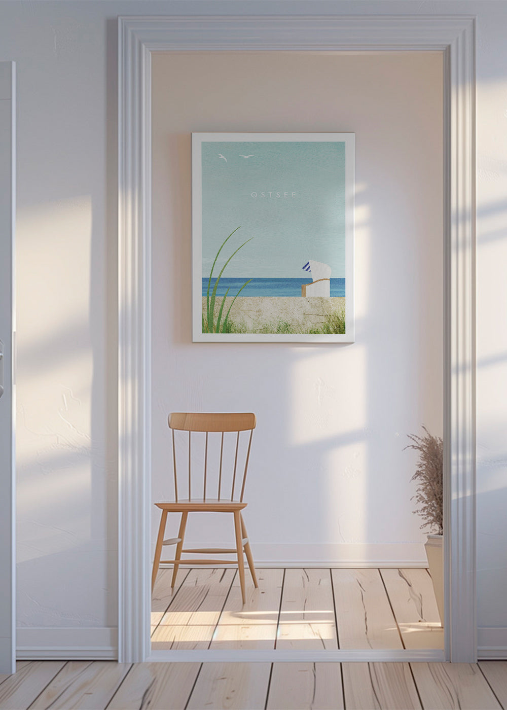 Kustlandskapsbild med strandstol
