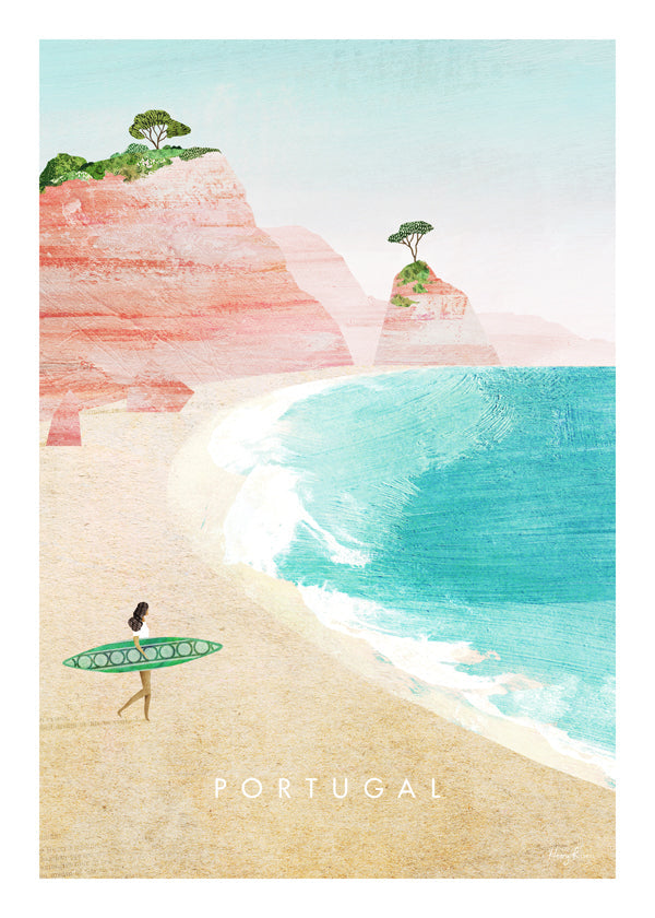 Reseaffisch Portugal — strandillustration