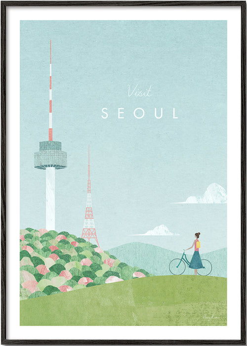 Stadsposter: Seoul i pastellillustration