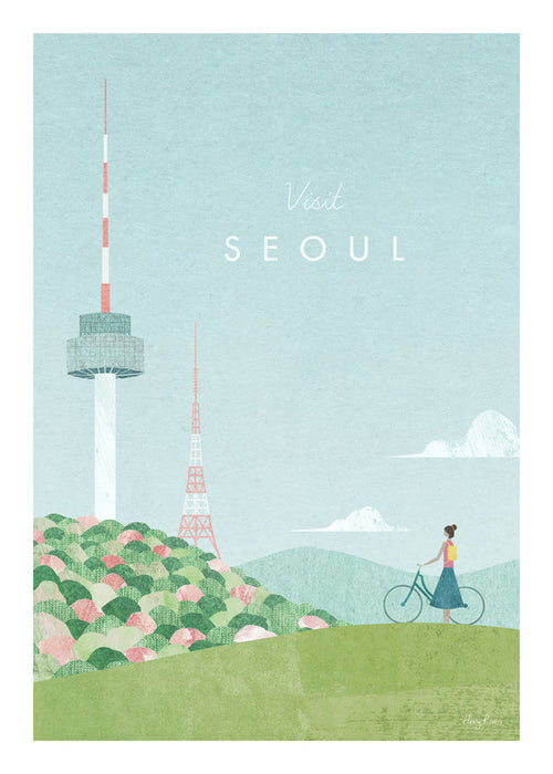 Stadsposter: Seoul i pastellillustration