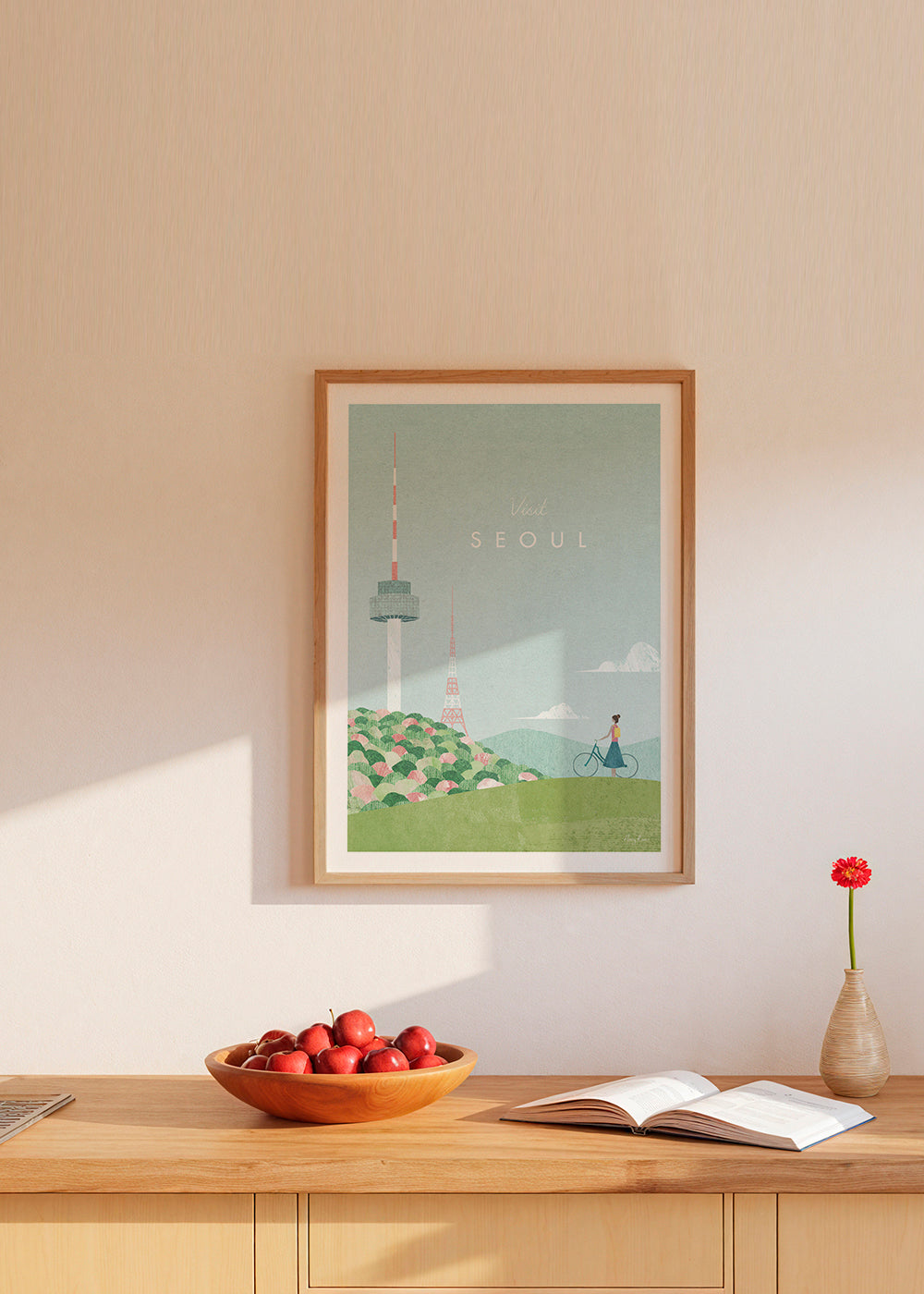 Stadsposter: Seoul i pastellillustration