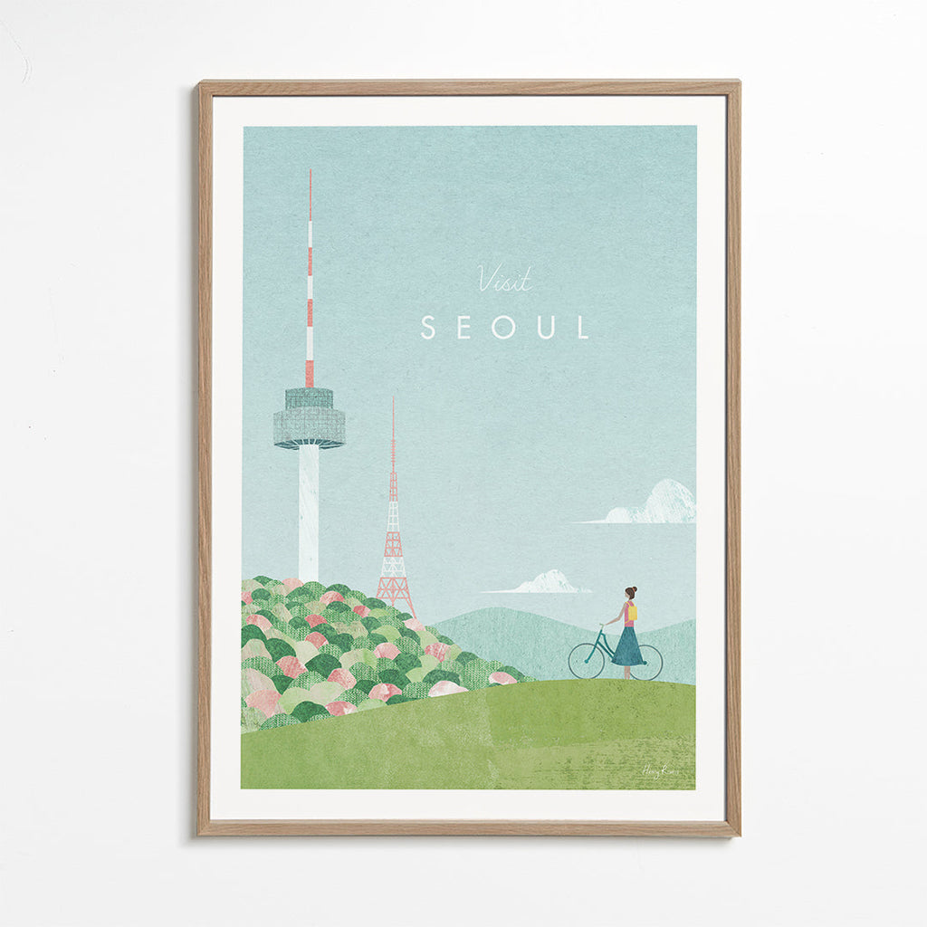 Stadsposter: Seoul i pastellillustration
