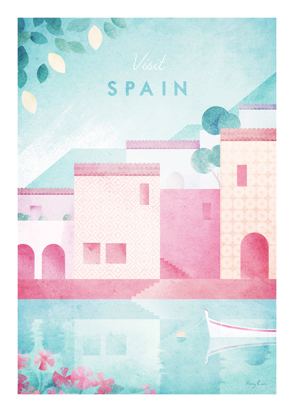 Reseaffisch Spanien i pastelltoner
