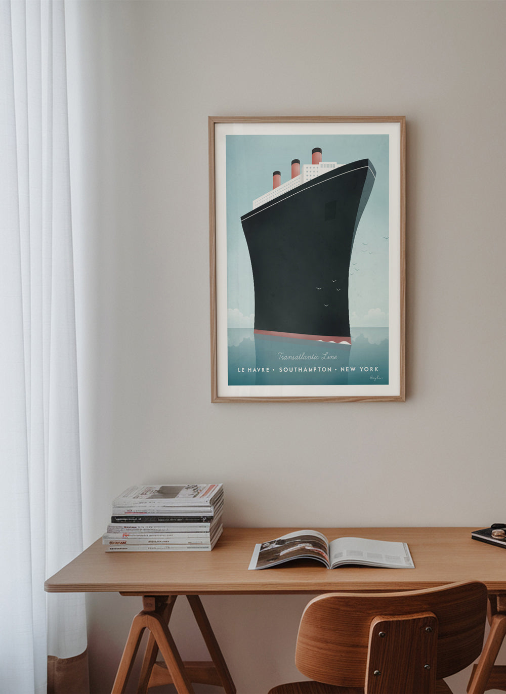 Reseposter med stiliserad skeppsförstäv