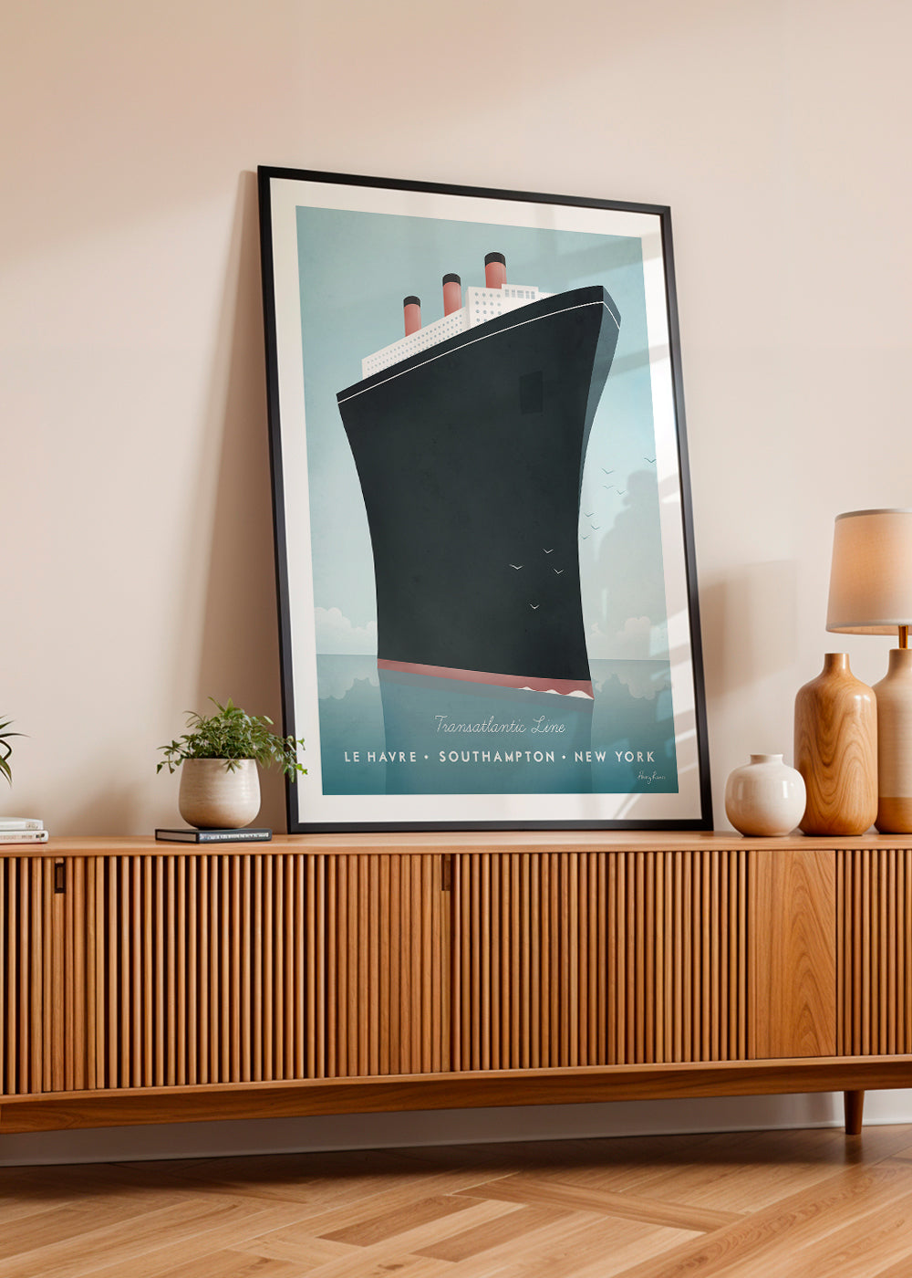 Reseposter med stiliserad skeppsförstäv