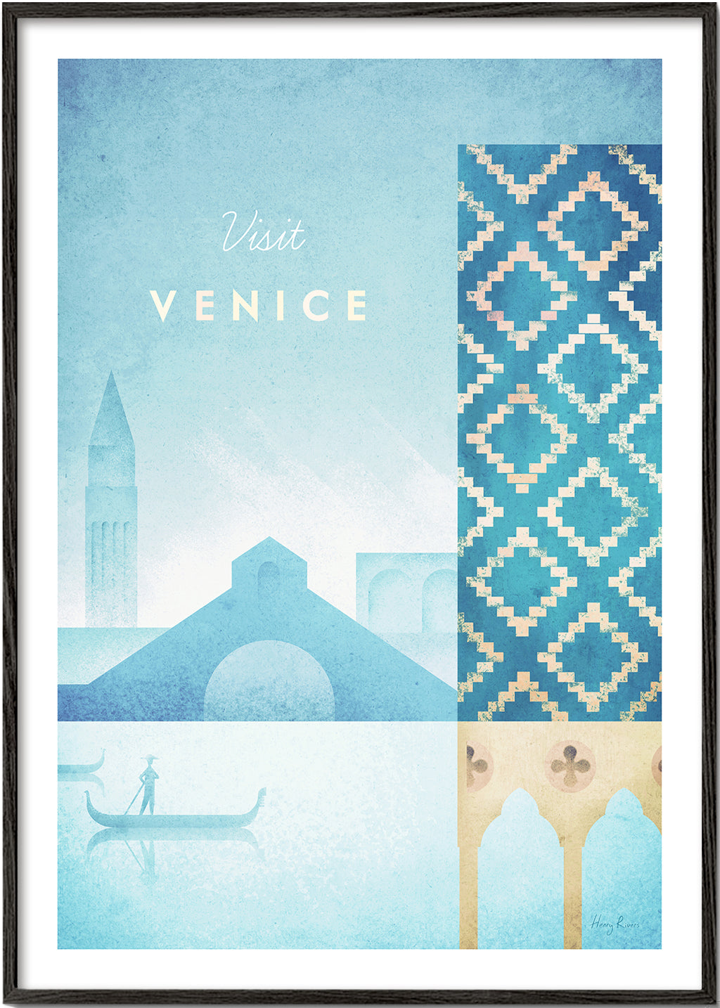 Venedig reseaffisch i vintage illustrativ stil
