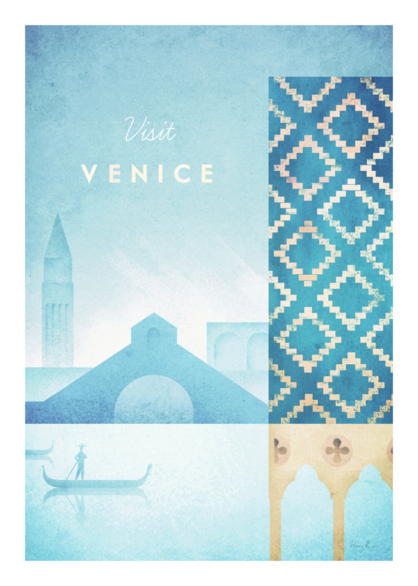 Venedig reseaffisch i vintage illustrativ stil