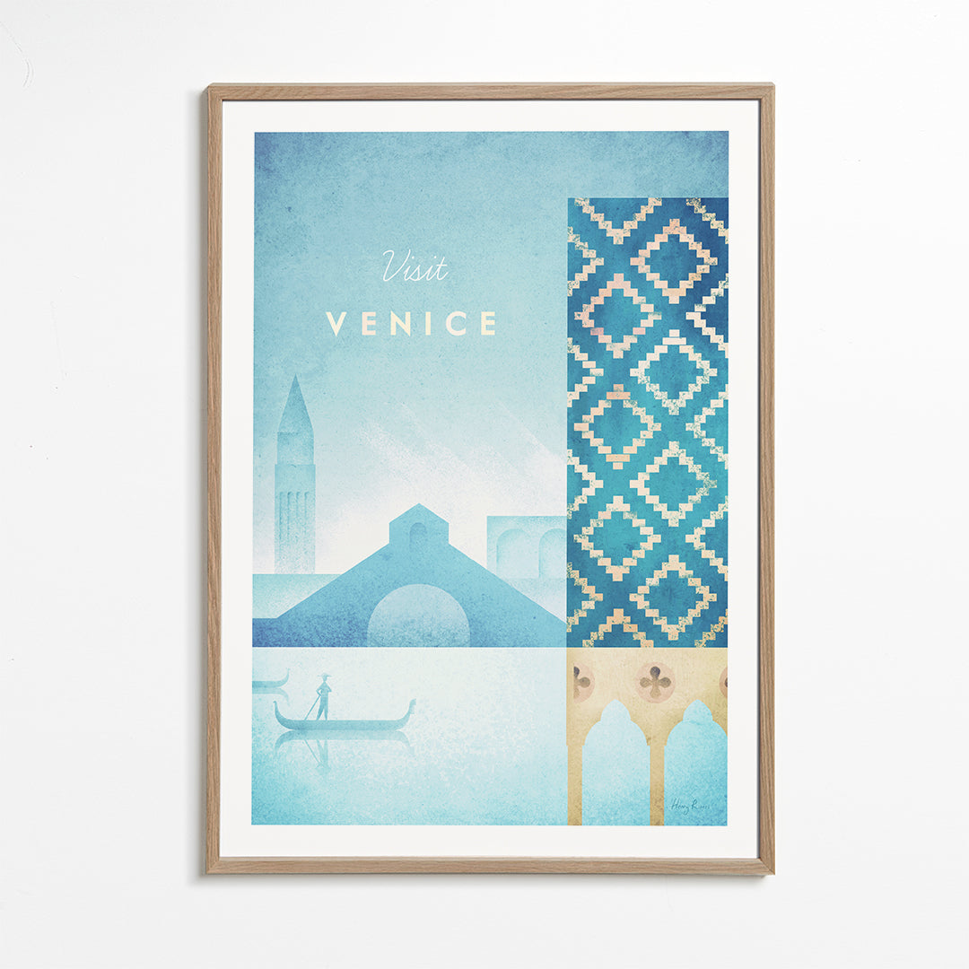 Venedig reseaffisch i vintage illustrativ stil