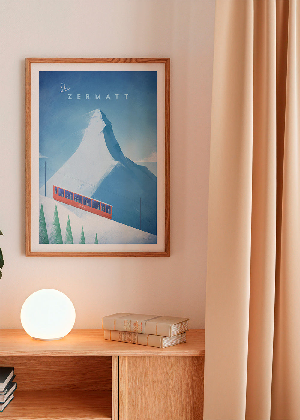 Landskapskonst: Zermatt-affisch med rött tåg