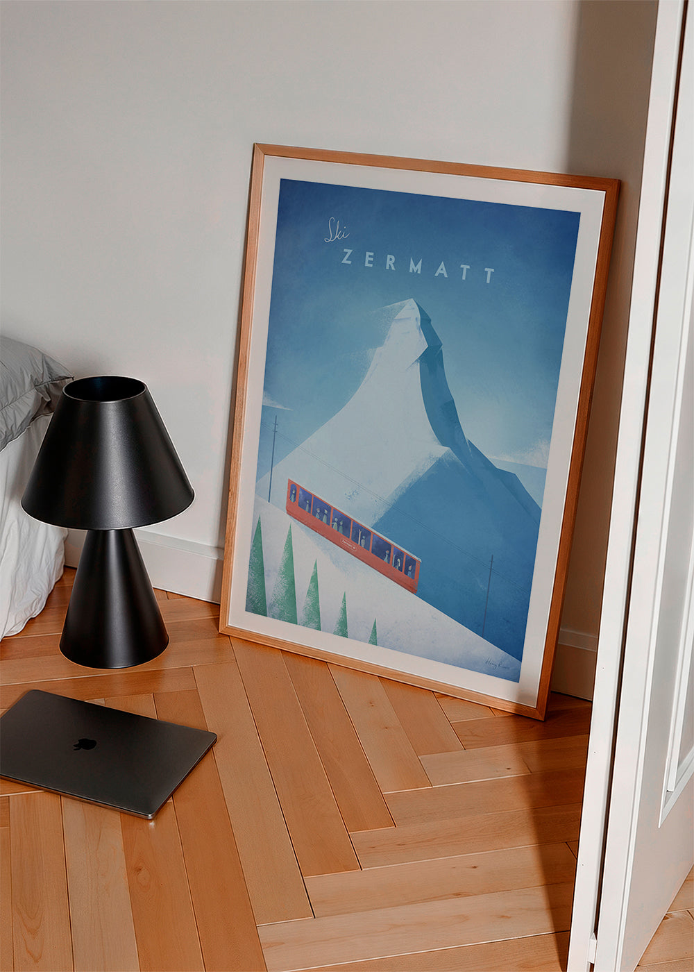 Landskapskonst: Zermatt-affisch med rött tåg