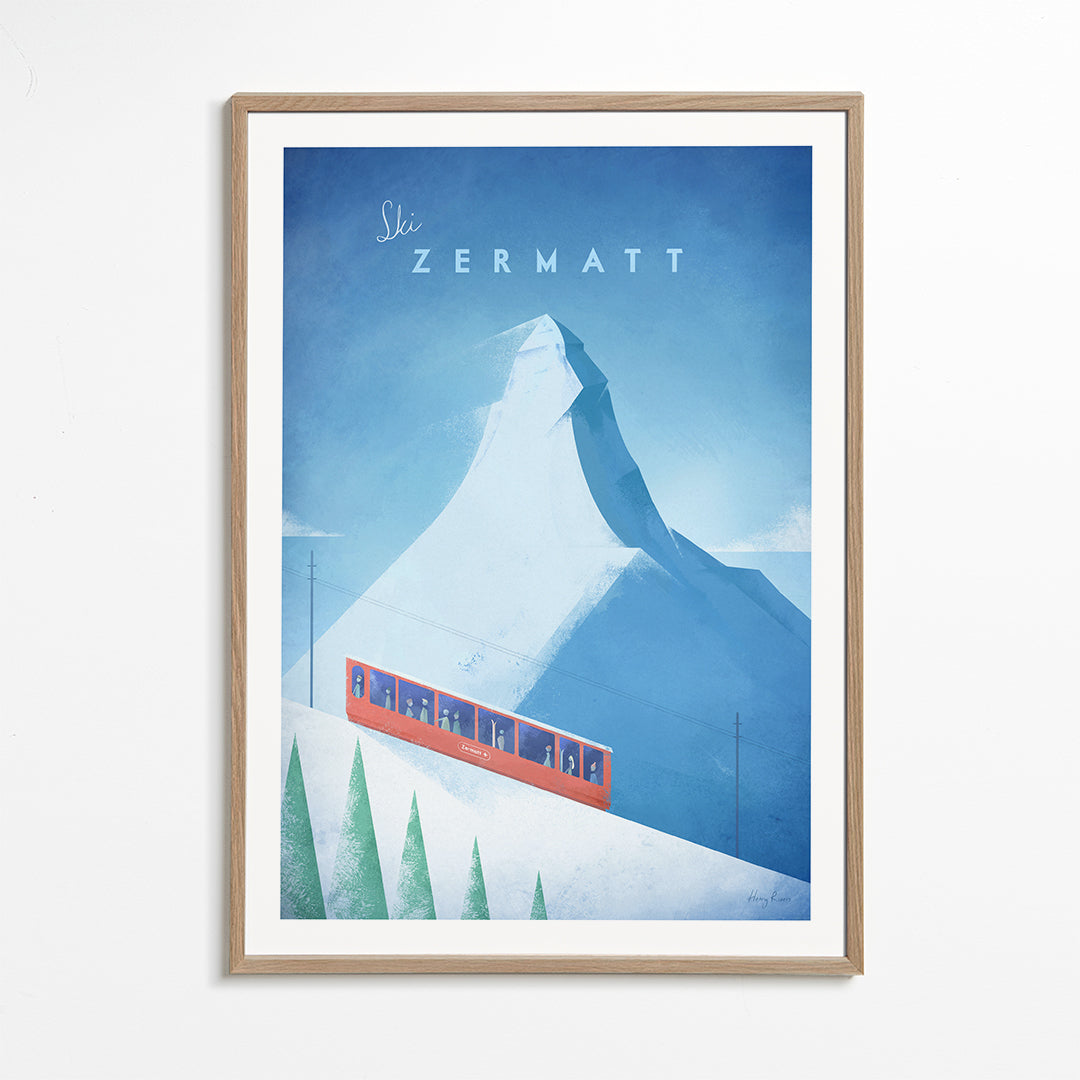 Landskapskonst: Zermatt-affisch med rött tåg