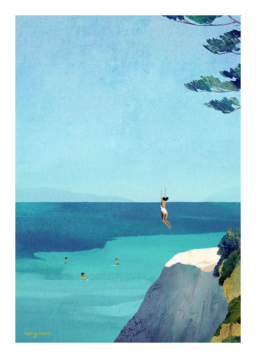 Landskapskonst: klippa och hav i illustration