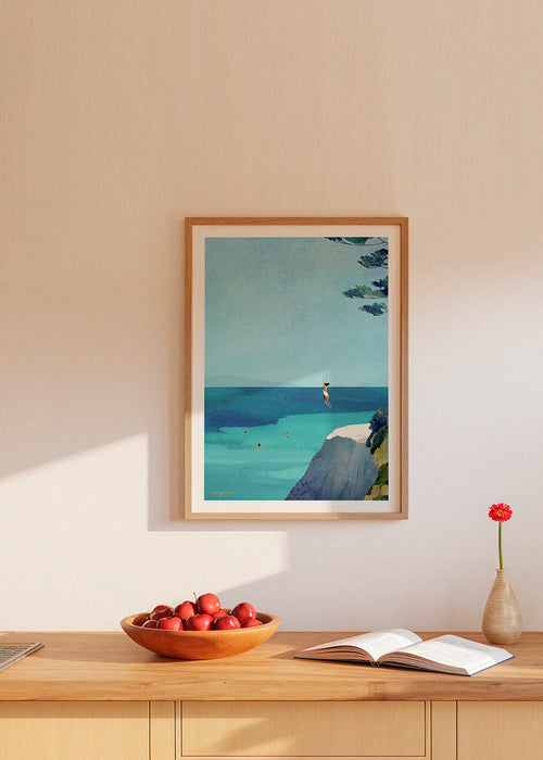 Landskapskonst: klippa och hav i illustration