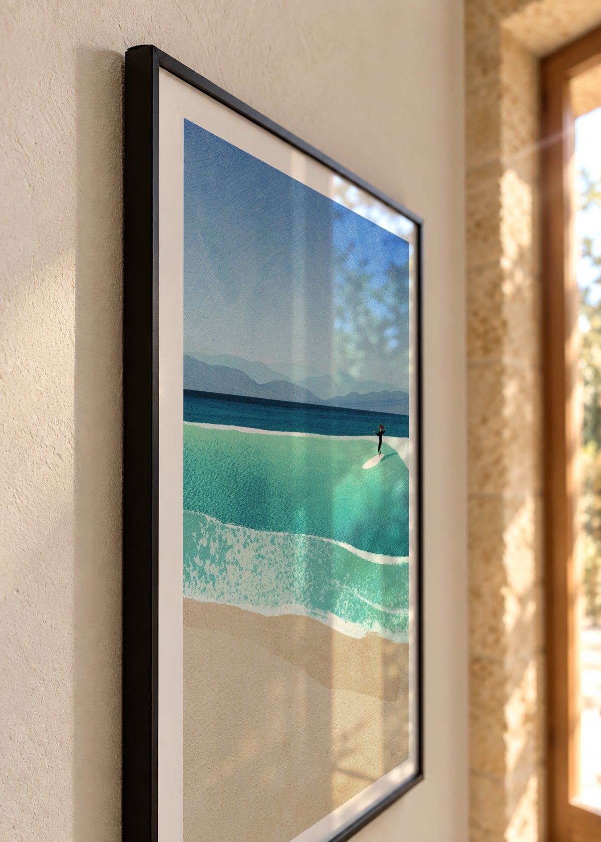 Surfing the perfect wave - Framed poster detail
