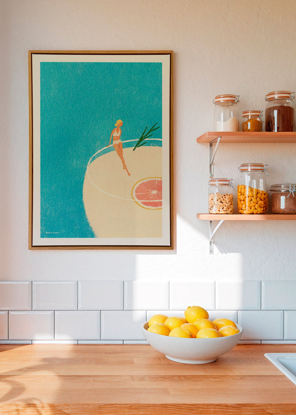 Kökskonst Gin Tonic illustration med figur – Canvas1