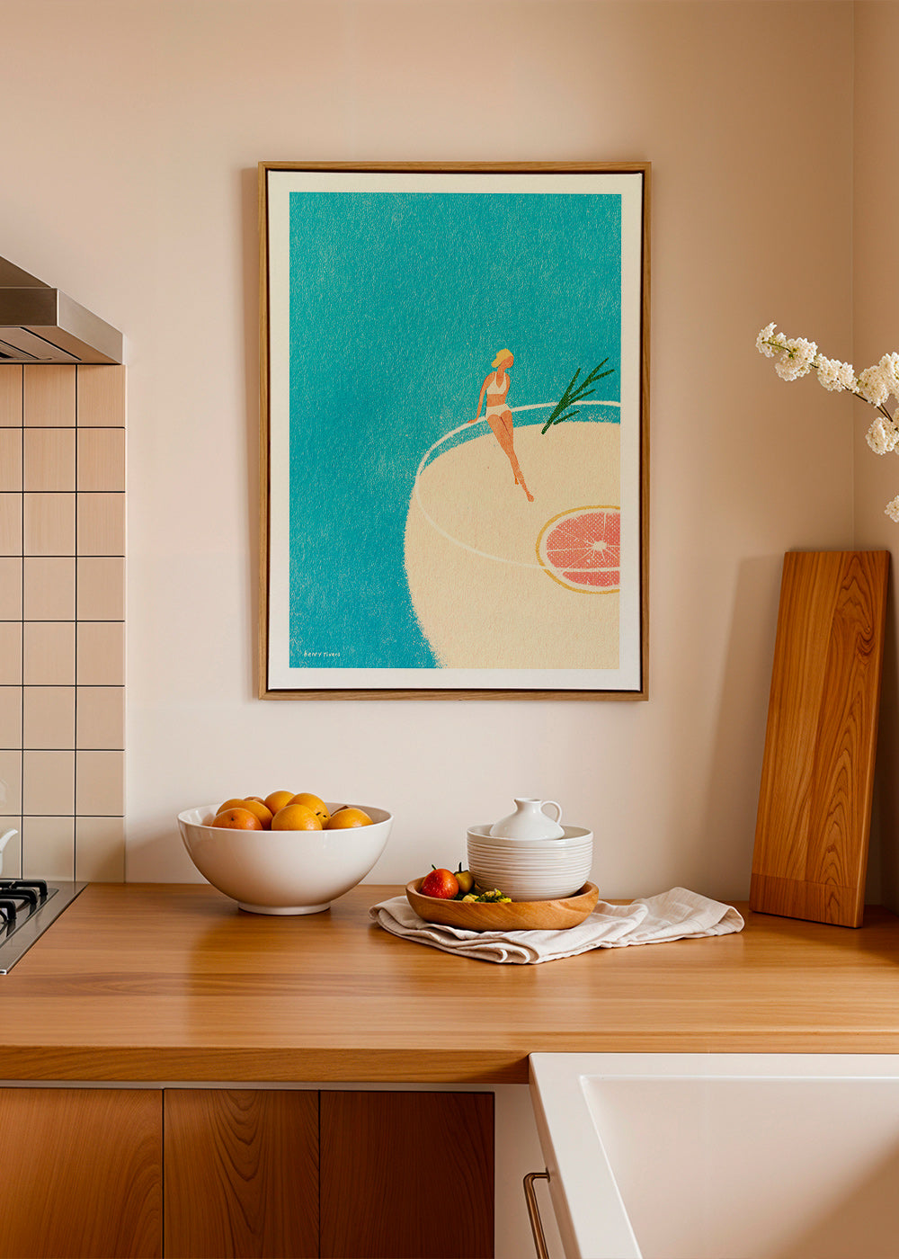 Kökskonst Gin Tonic illustration med figur – Canvas2