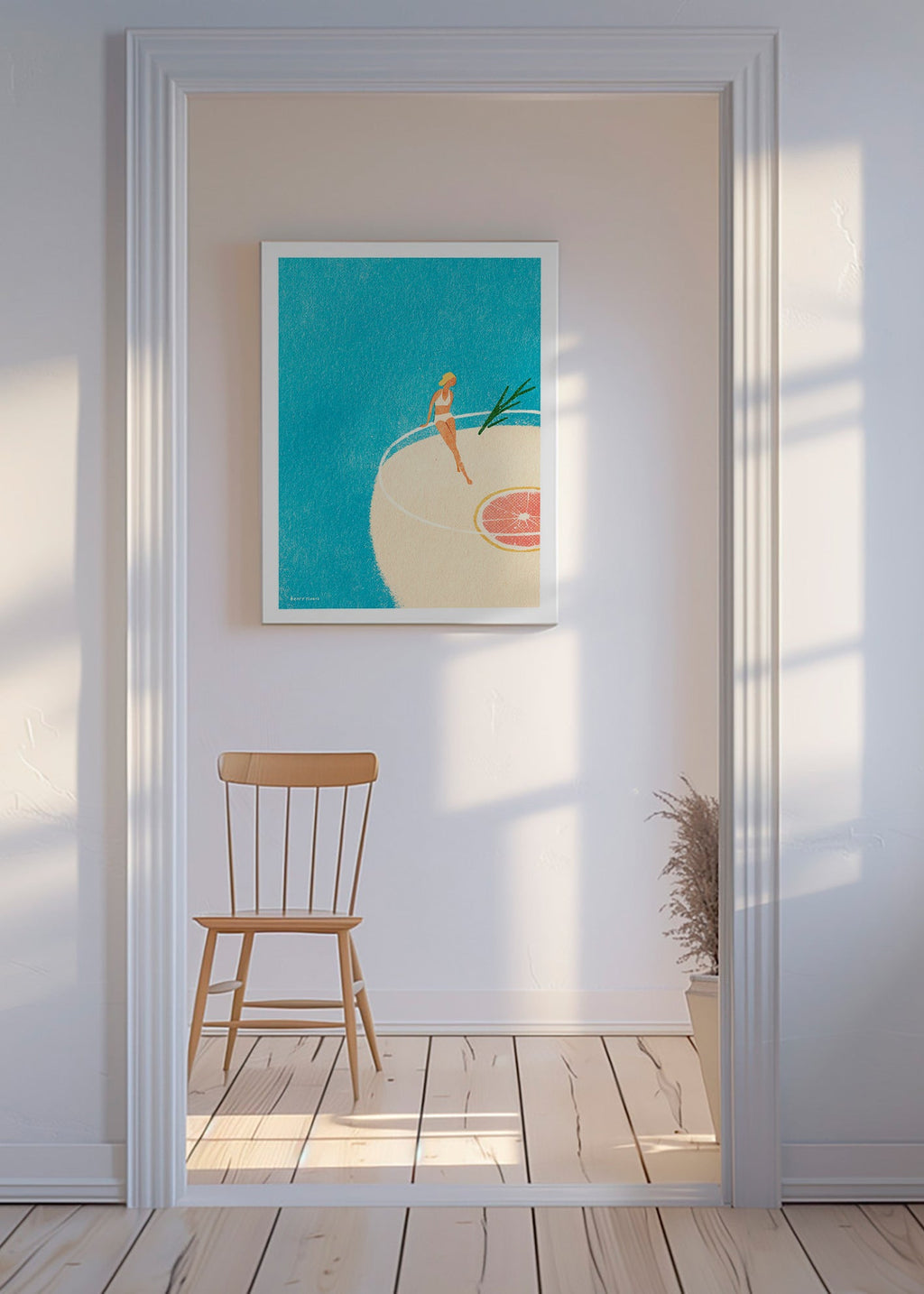 Kökskonst Gin Tonic illustration med figur – Canvas