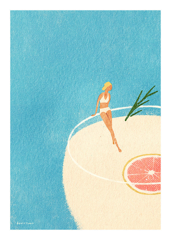 Kökskonst Gin Tonic illustration med figur