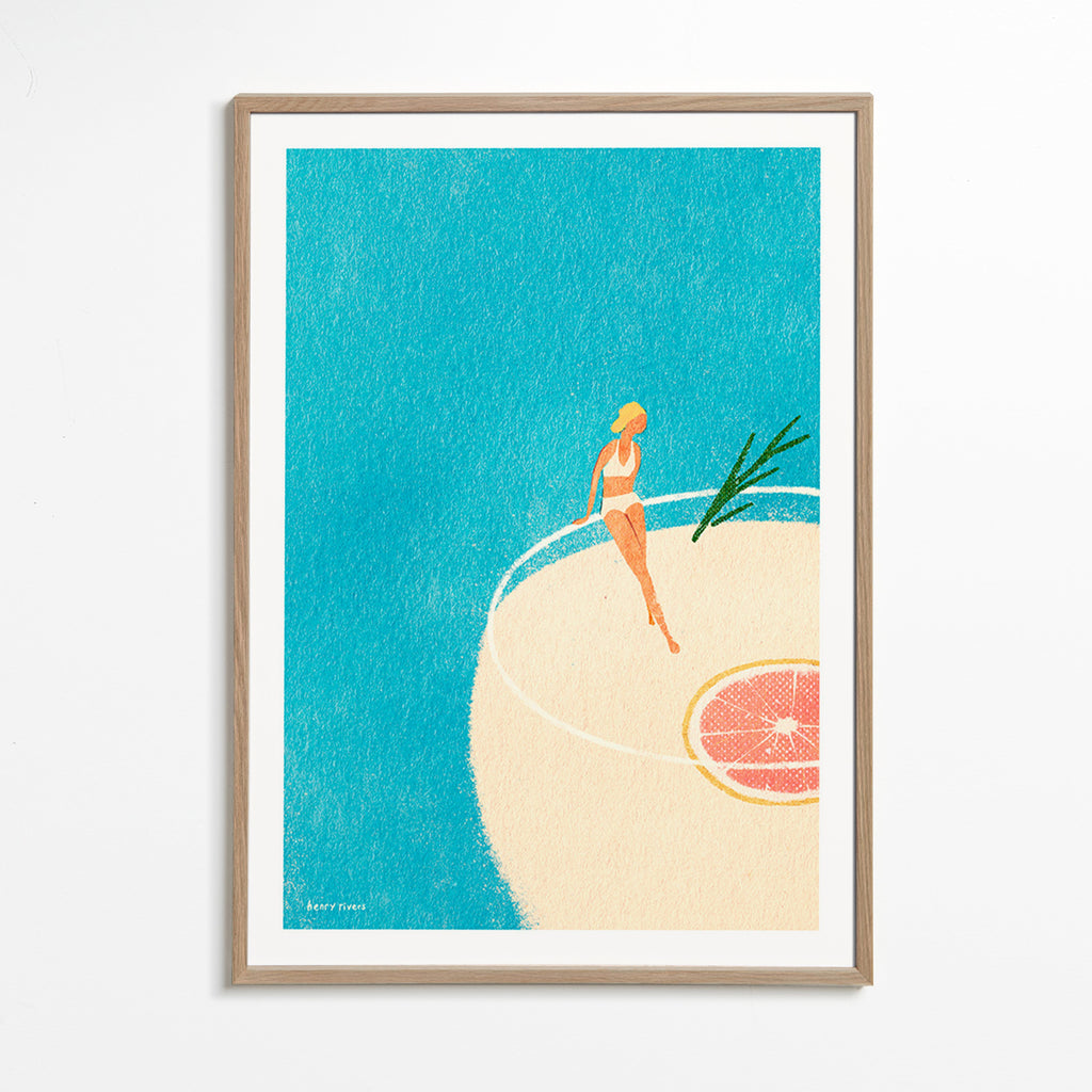 Kökskonst Gin Tonic illustration med figur – Oak Frame