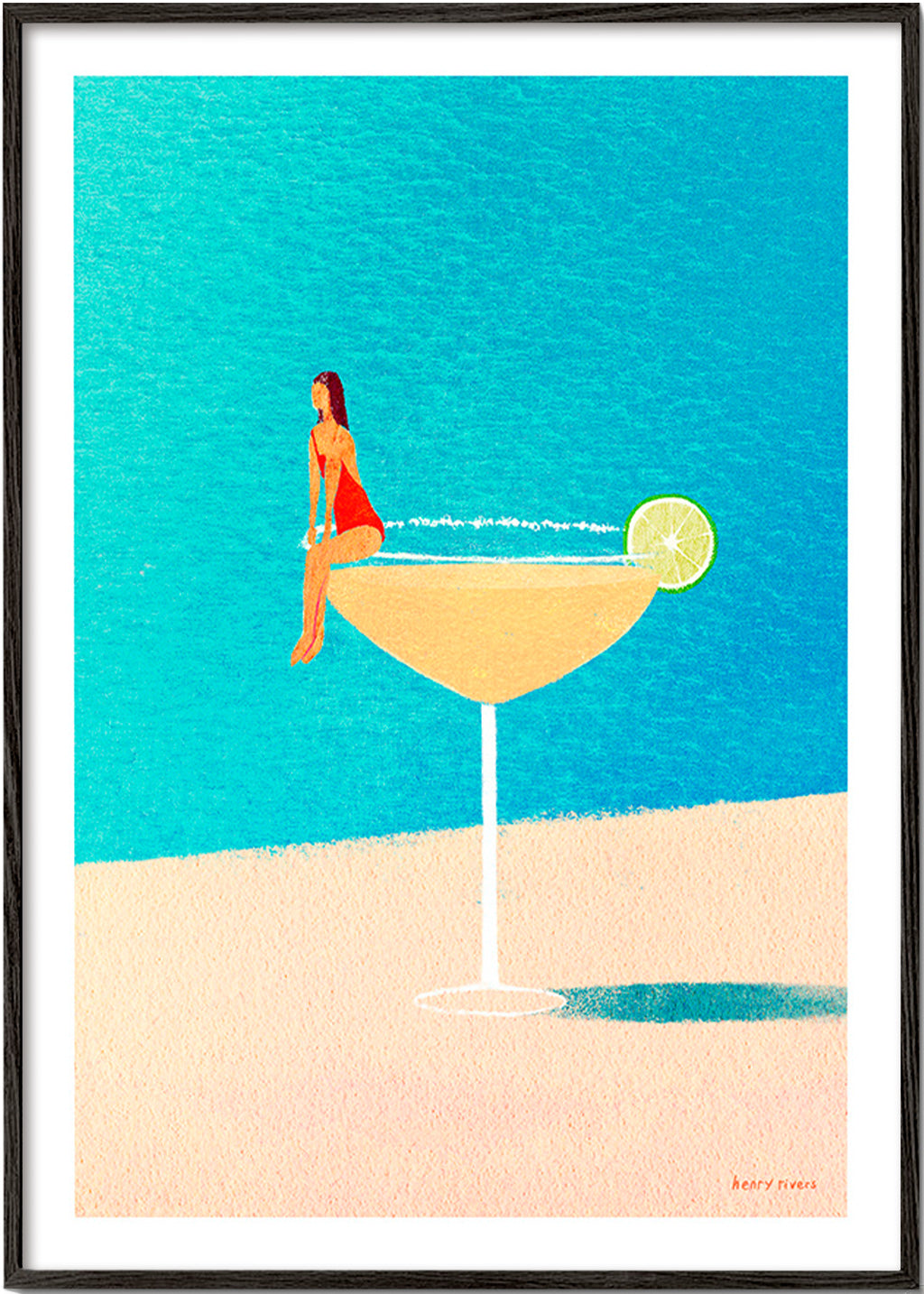 Kökskonst: Margarita i glas illustration – Black Frame