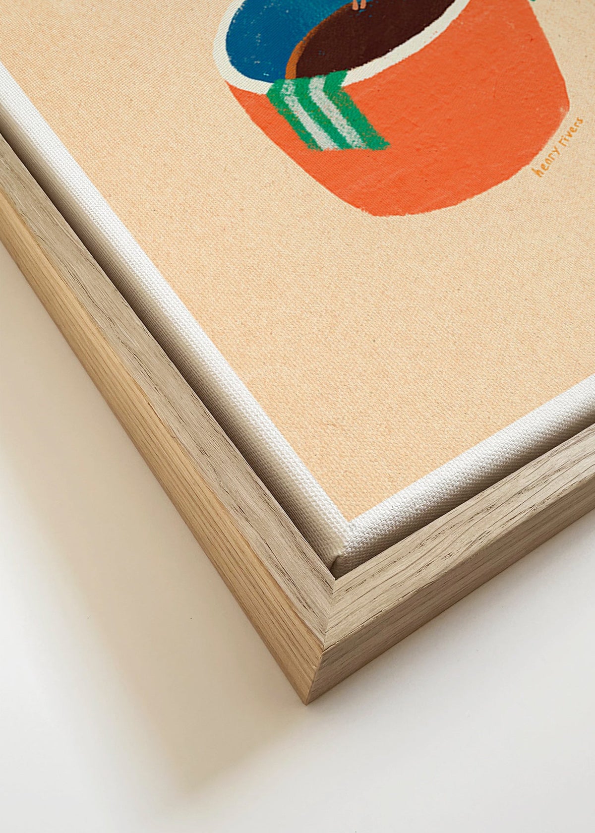 Kökskonst med illustrerad kaffekopp och figur – Canvas detail