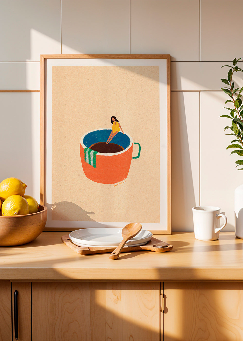 Kökskonst med illustrerad kaffekopp och figur – Product1