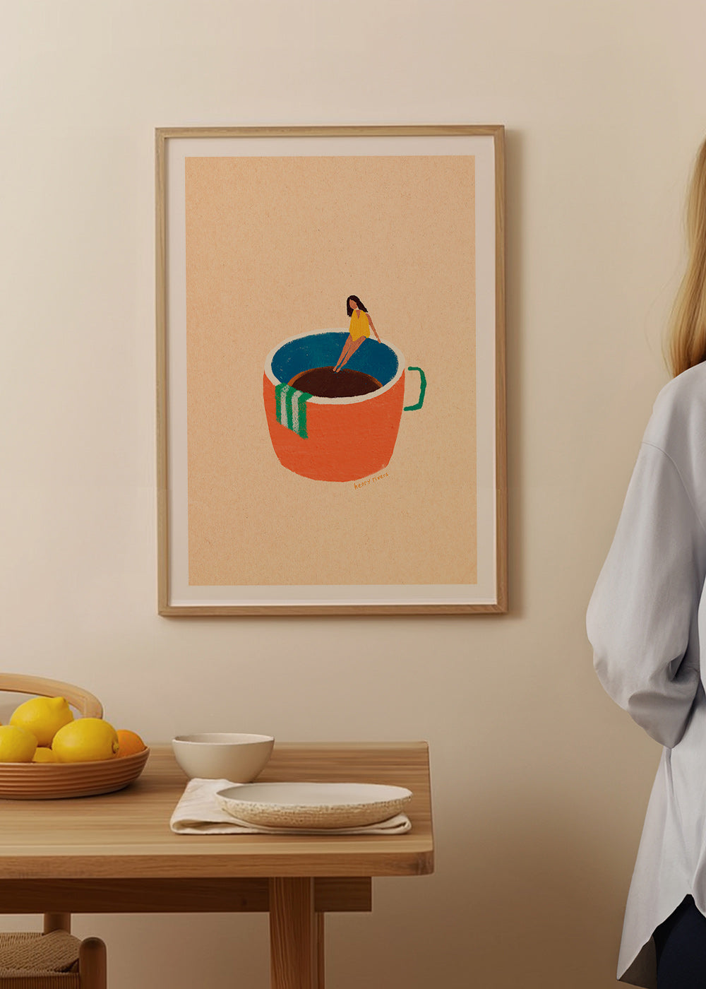 Kökskonst med illustrerad kaffekopp och figur – Product3