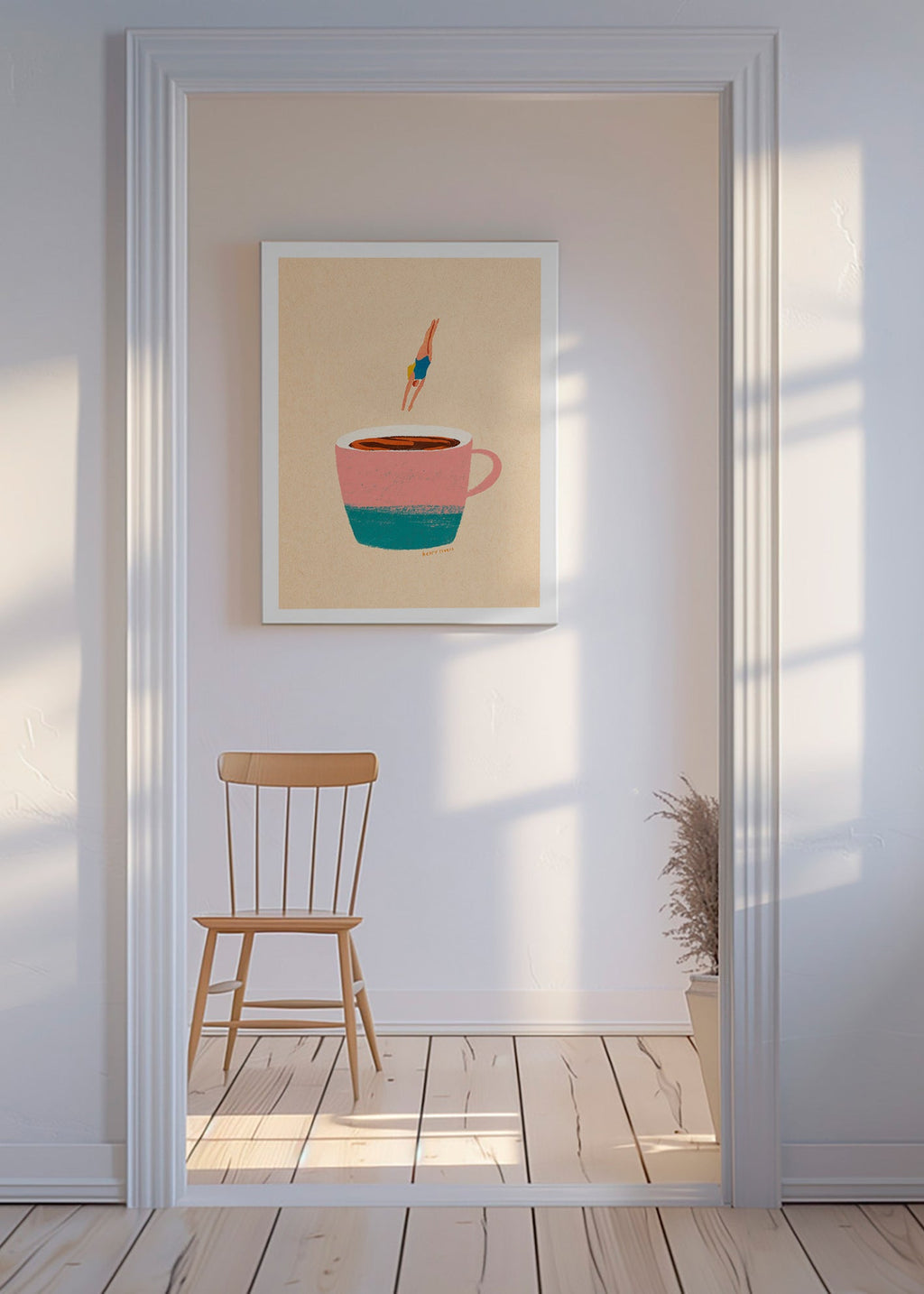 Kökskonst med rosa kopp och dykare – Canvas