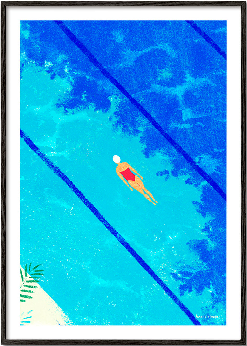 Illustration simmare i pool – Black Frame