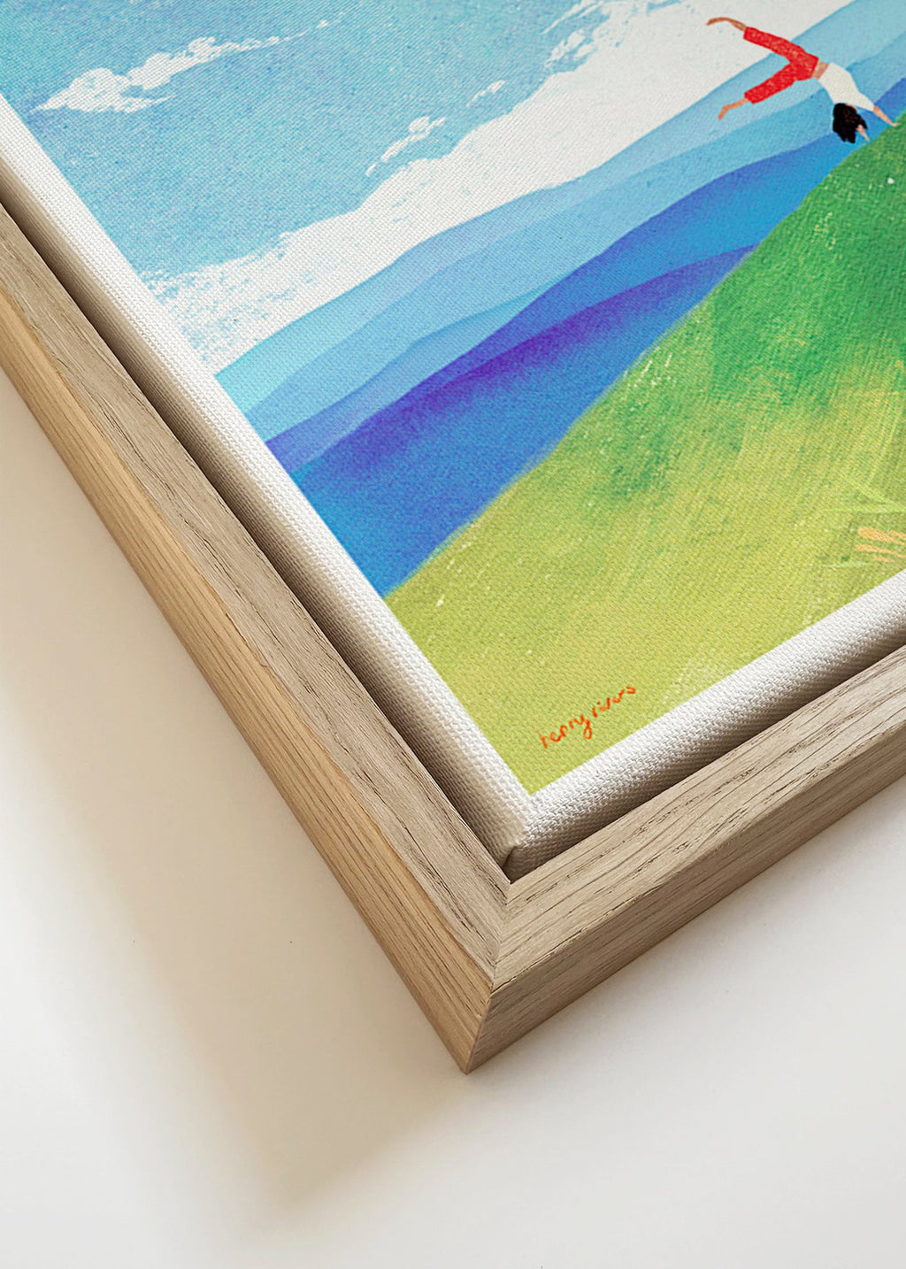 Landskapskonst med handstående på kulle – Canvas detail