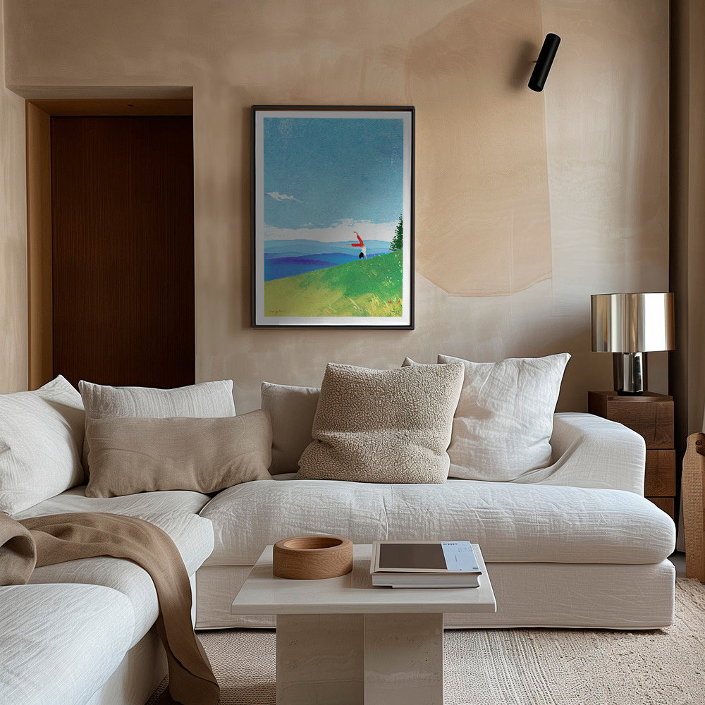 Landskapskonst med handstående på kulle – Canvas2