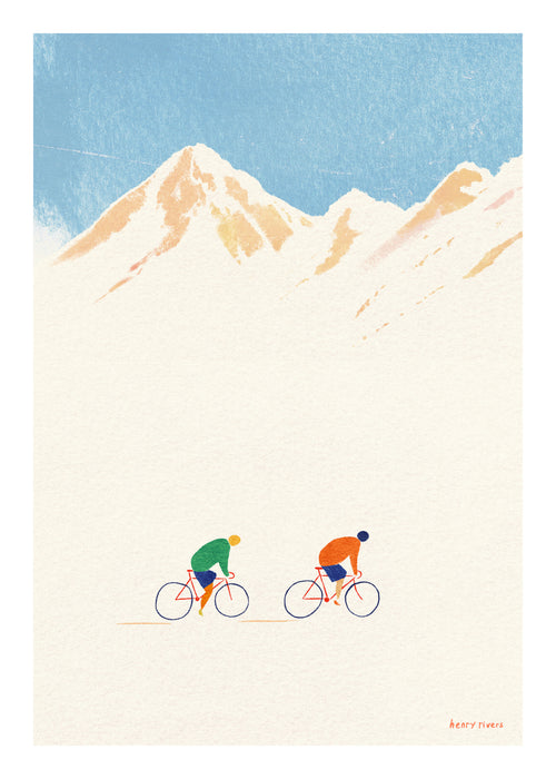 Cycling in the mountains - Unframed art print