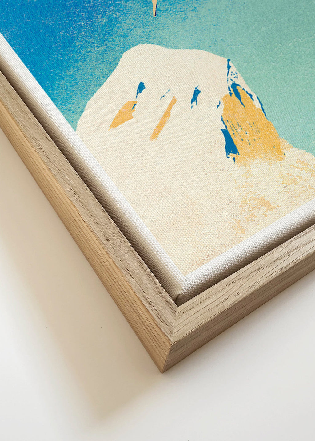 Illustration: klippdyk mot vid blå himmel – Canvas detail