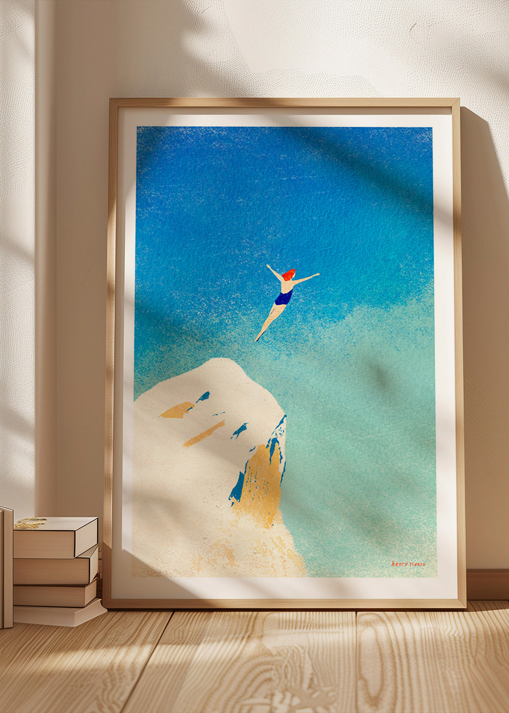 Illustration: klippdyk mot vid blå himmel – Product1