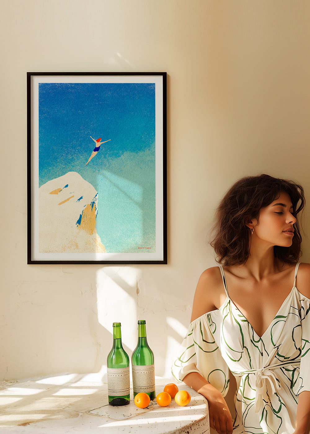 Illustration: klippdyk mot vid blå himmel – Product3