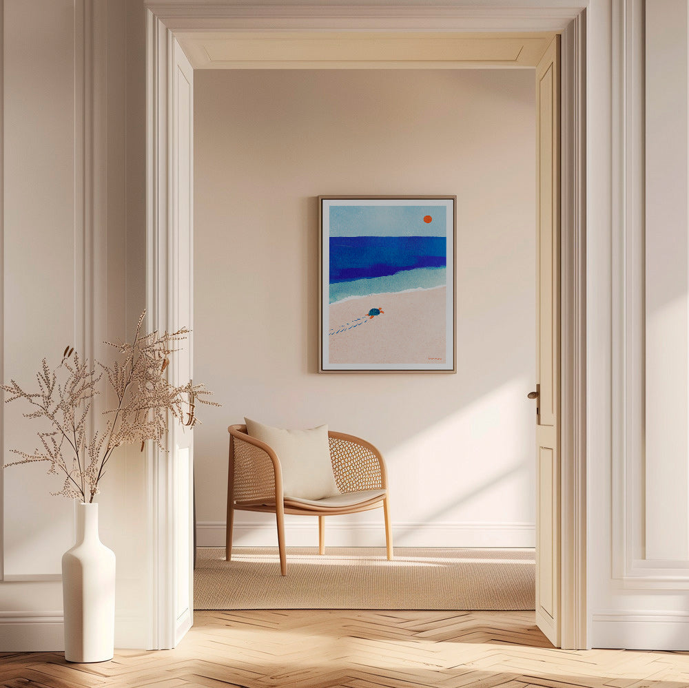 Illustration av sköldpadda på stranden – Canvas1