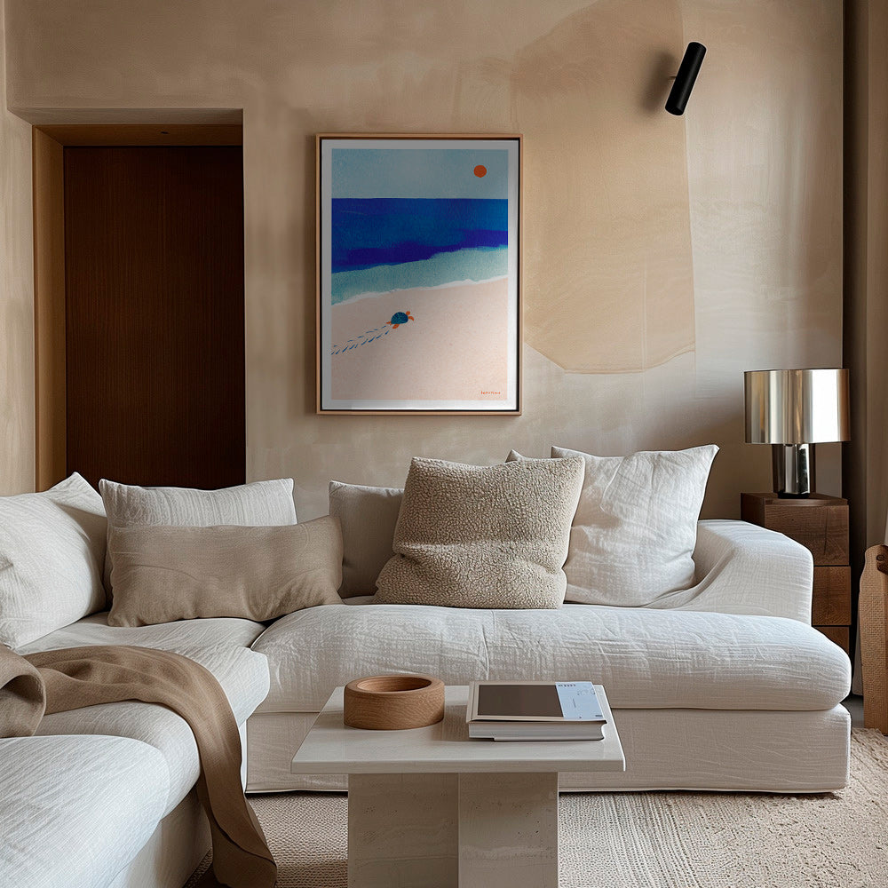 Illustration av sköldpadda på stranden – Canvas2
