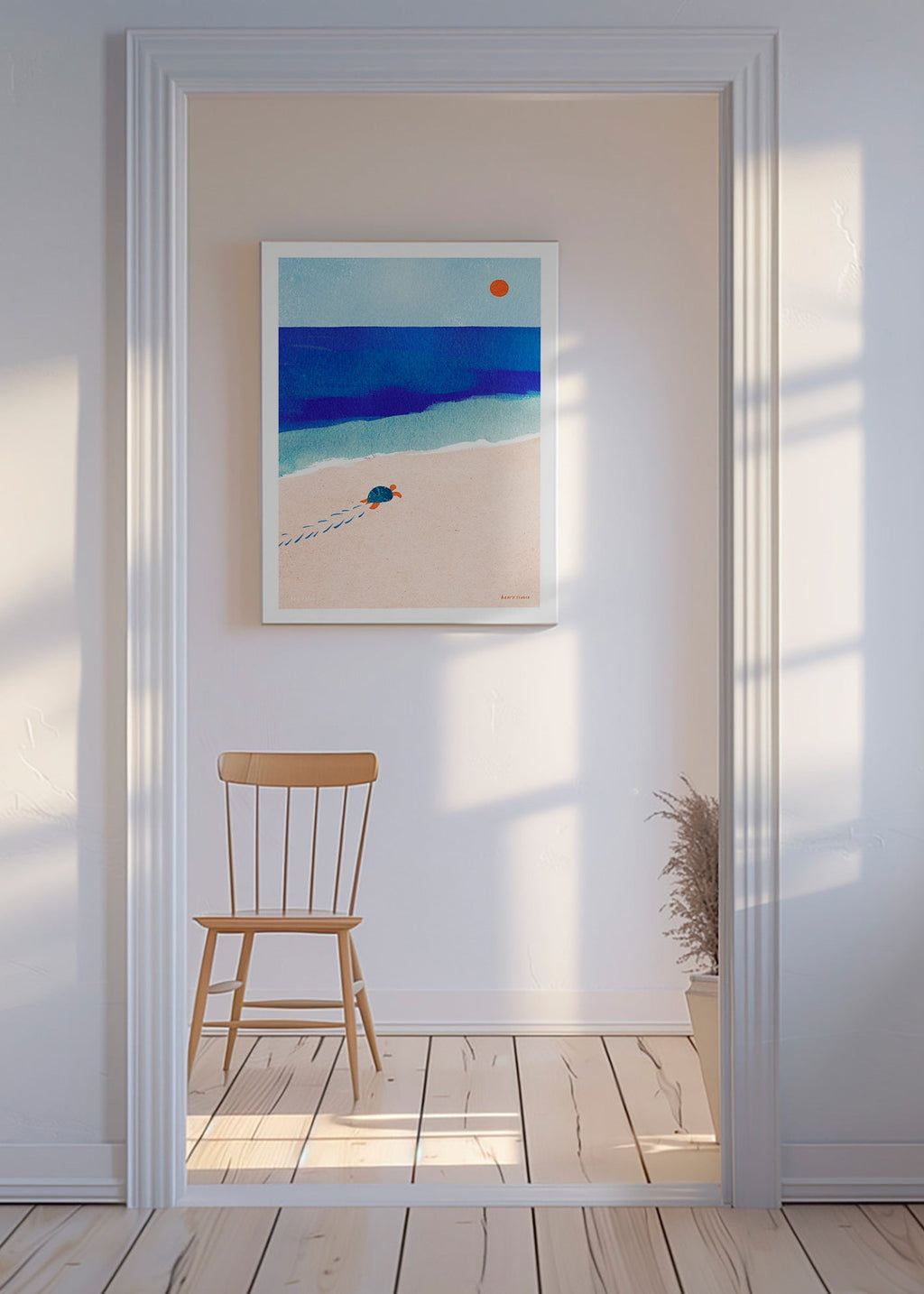 Illustration av sköldpadda på stranden – Canvas