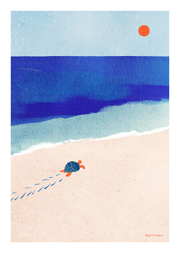 Illustration av sköldpadda på stranden