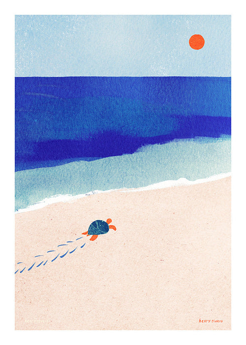 Illustration av sköldpadda på stranden