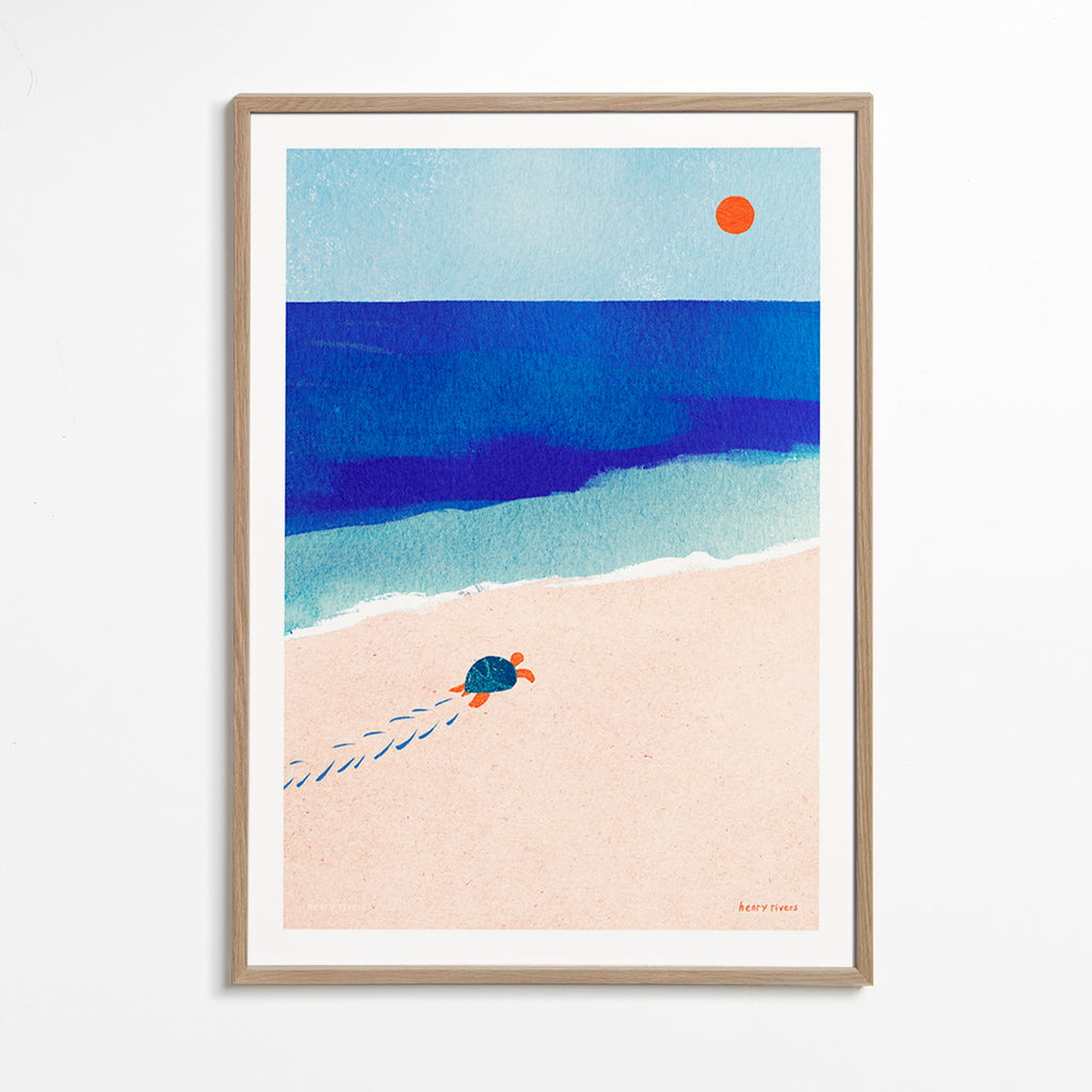 Illustration av sköldpadda på stranden – Oak Frame