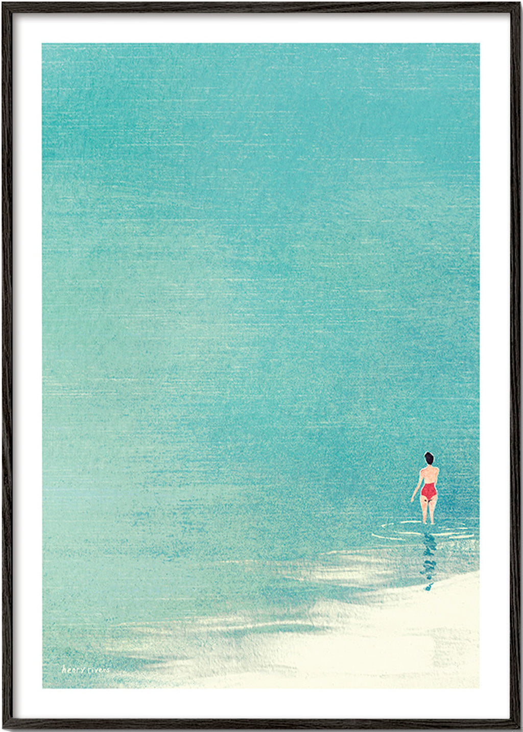 Landskapskonst: badare vid lugn horisont – Black Frame