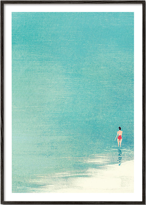 Landskapskonst: badare vid lugn horisont – Black Frame