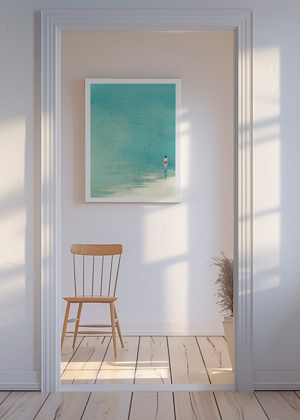 Landskapskonst: badare vid lugn horisont – Canvas