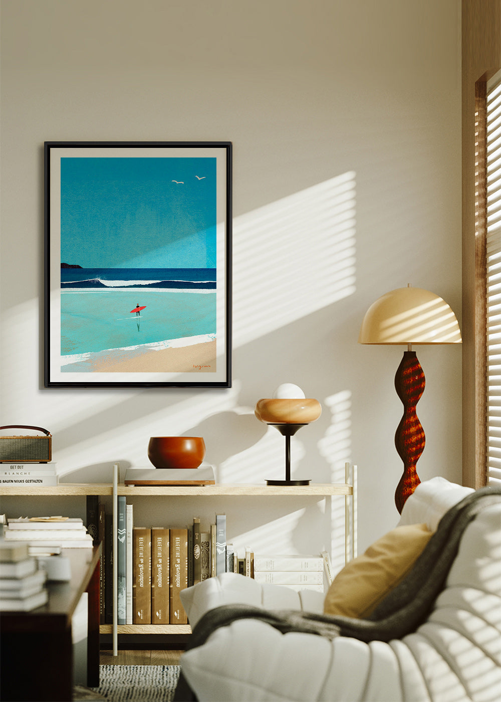 Sportkonst: surfare vid stranden – Canvas1