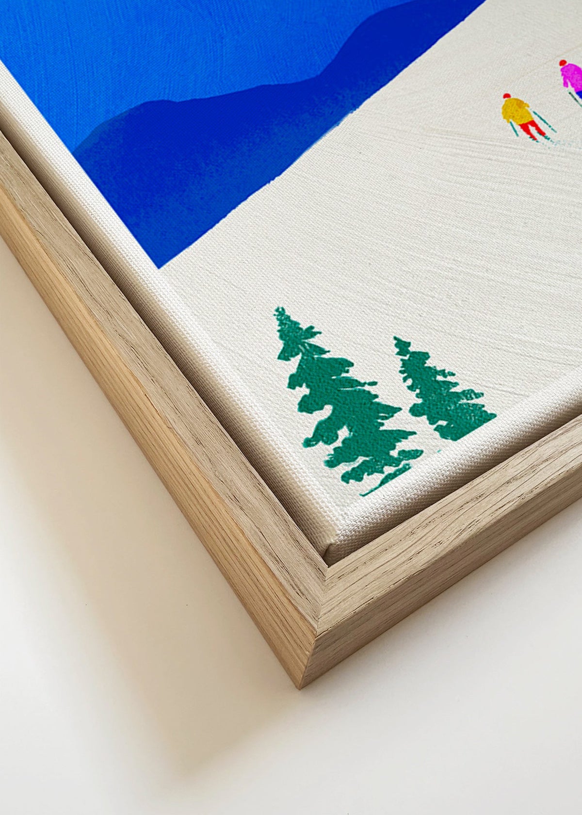 Sportkonst: två skidåkare i backe – Canvas detail