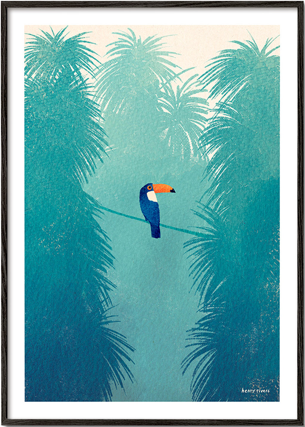Tukan på tropisk gren tavla – Black Frame