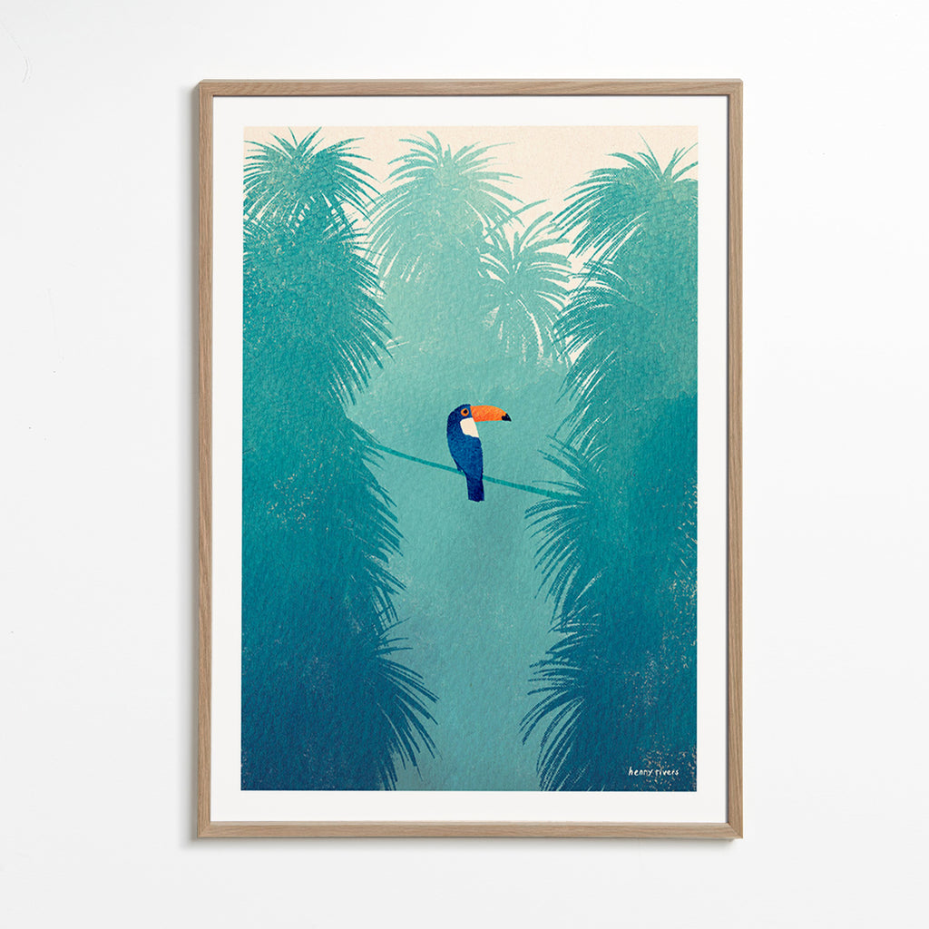 Tukan på tropisk gren tavla – Oak Frame